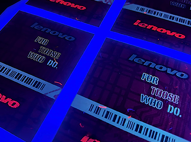 Lenovo paper label in invisible ink printing